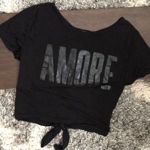 BOGO 50%🎁 Amoré black crop🖤 top Tee shirt